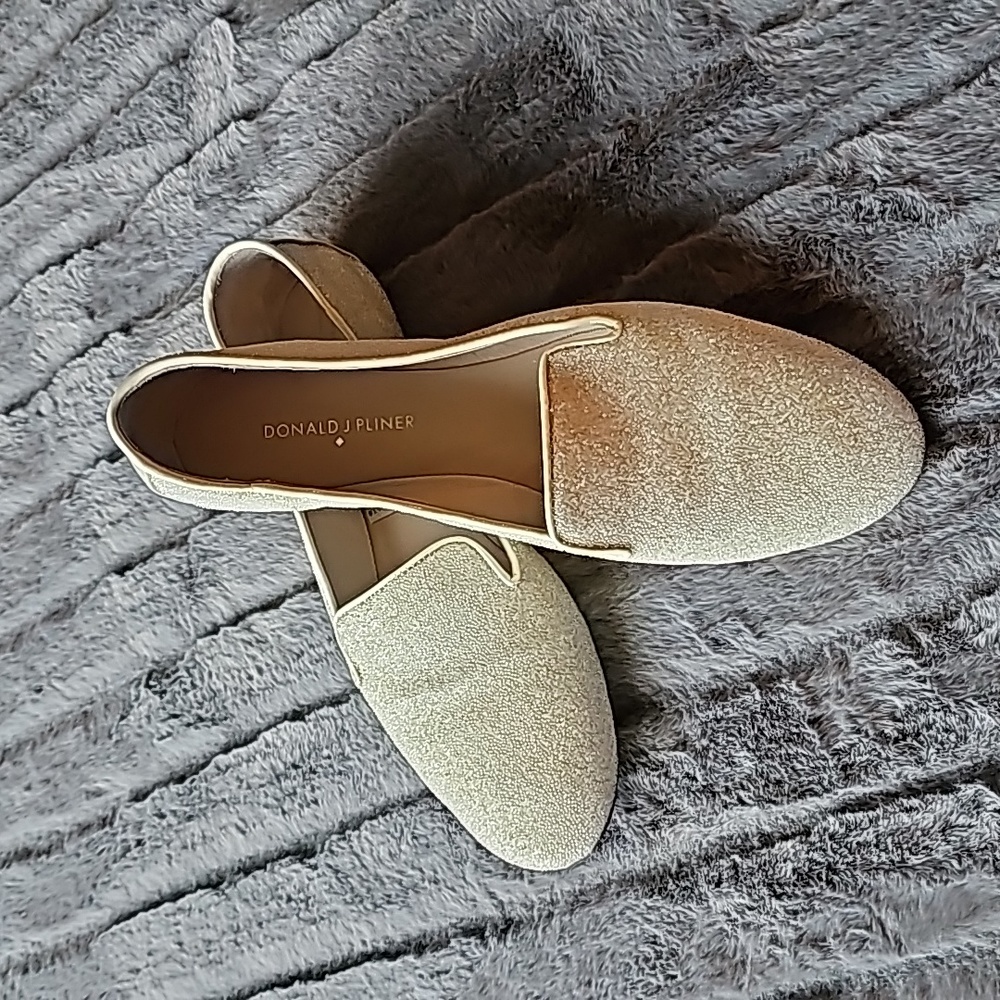 Donald J. Pliner Denda caviar fabric pearl patent trim smoking loafer flats sz10